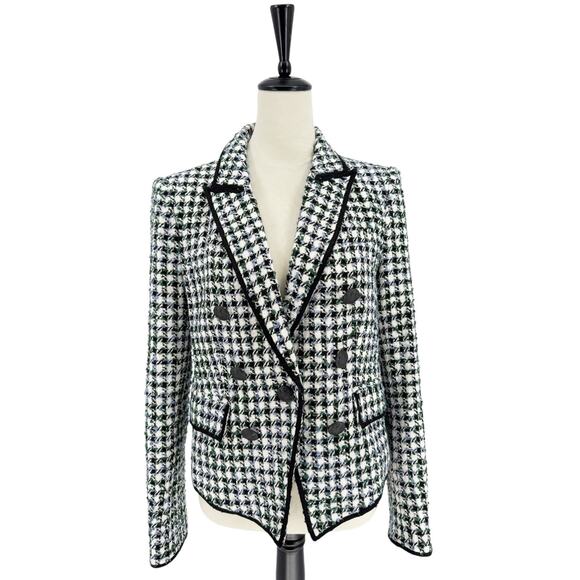 Veronica Beard Diego Dickey Jacket Black White Check Plaid Tweed Blazer Size 8 - Picture 6 of 15
